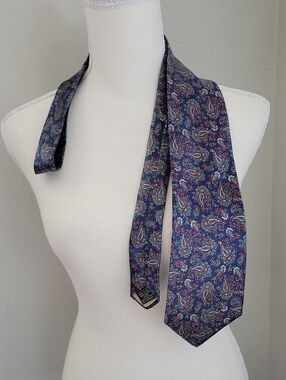 Luca Franzini Tie Rack Made In Italy Silk Navy Paisley Tie